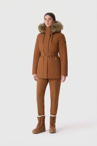 Earth Brown Ladies Hooded Down Coat