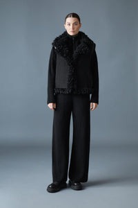 Black Ladies Shearling Vest