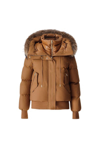 Earth Brown Ladies Hooded Down Jacket