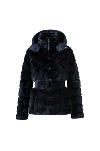 Black Ladies Hooded Down Jacket