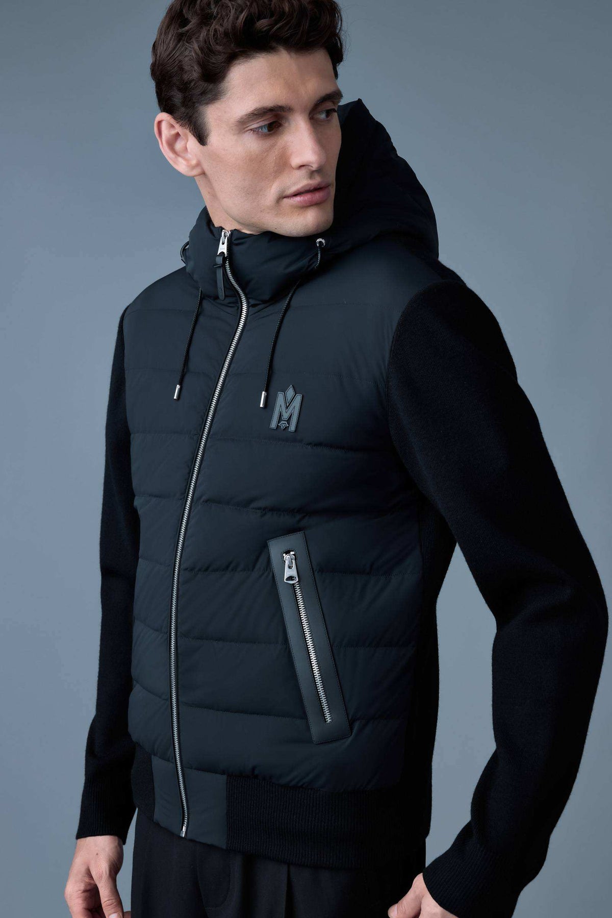 Black Men's Hooded Light Down Jacket