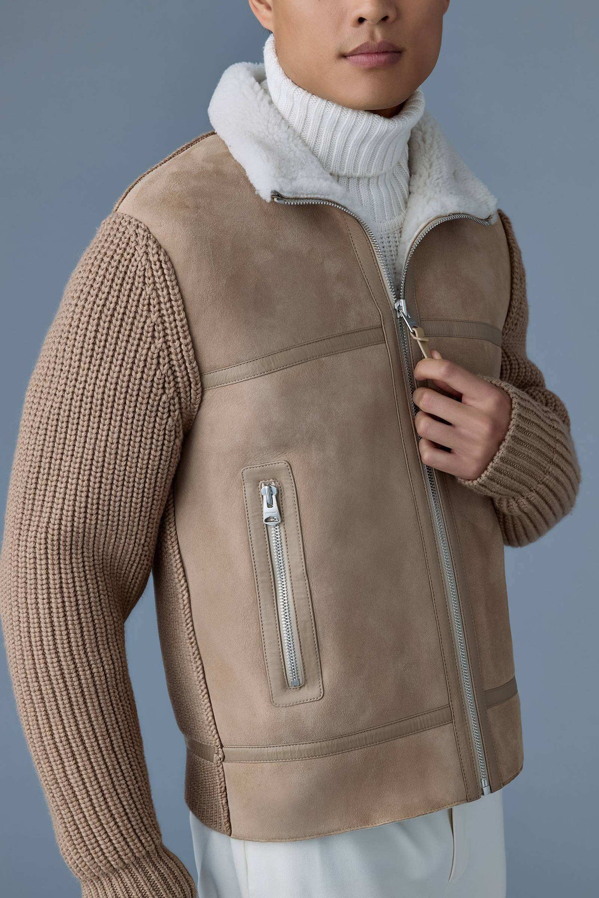 Light Camel-Natural Men's Mixed Media Jacket