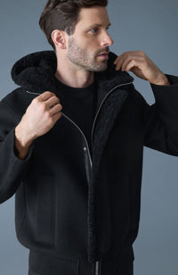 Black-Black Men's Wool Jacket