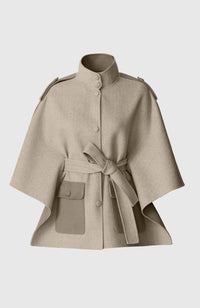 Taupe Mix-Taupe Ladies Belted Wool Cape