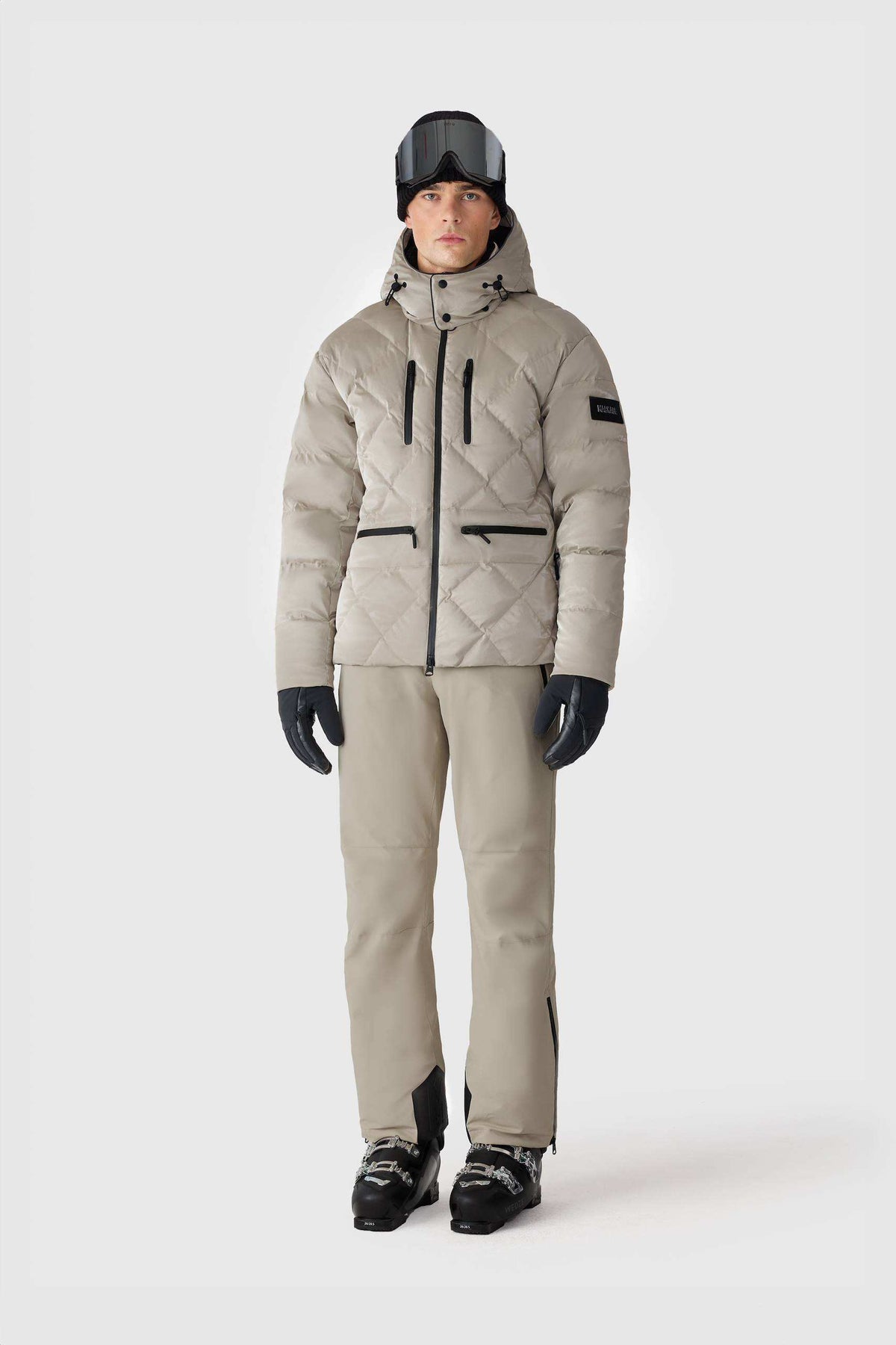 Taupe Men's Hooded Down Jacket