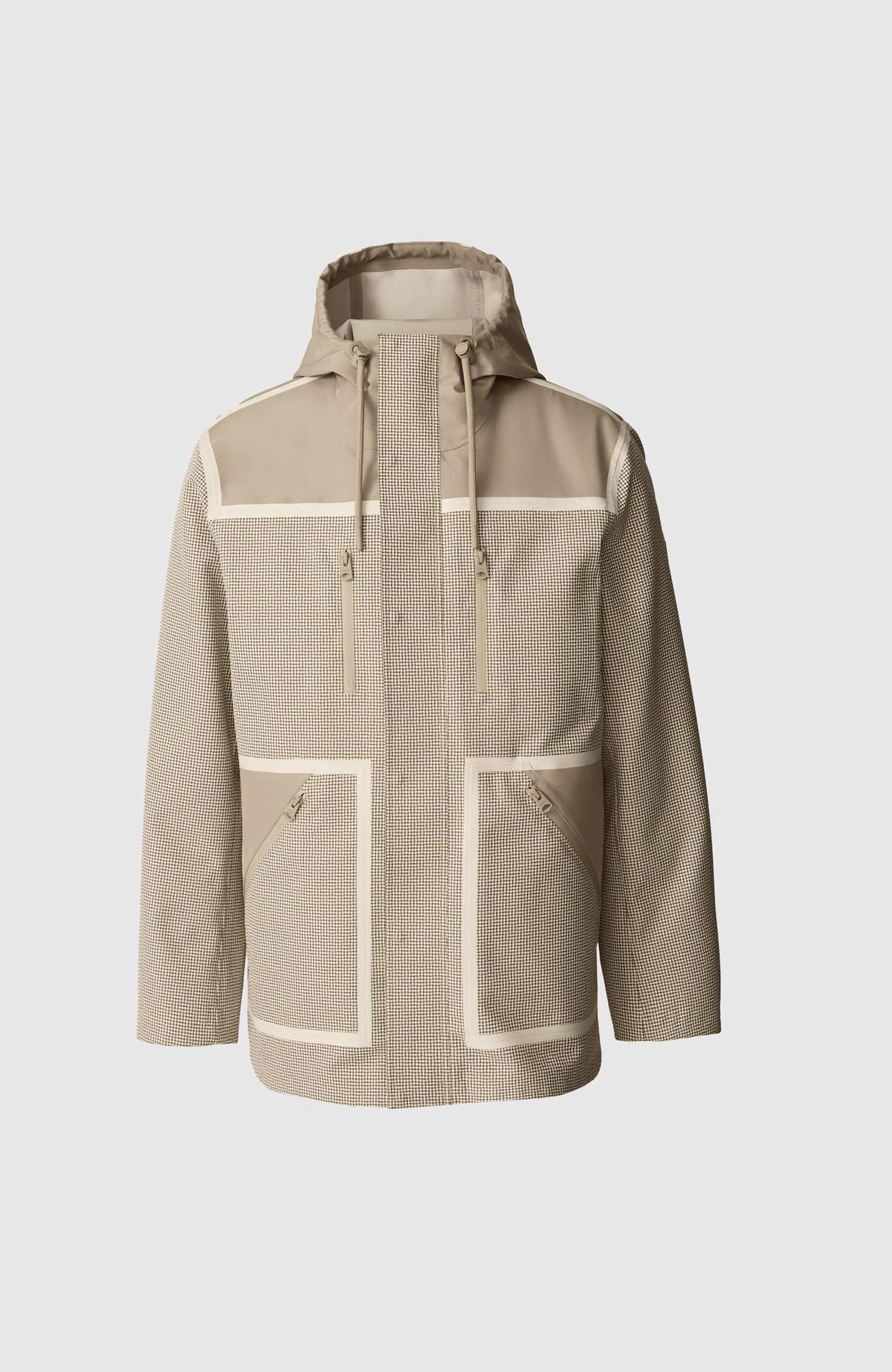Light Camel-Cream Men's Hooded Rainwear/ Rainproof Coat