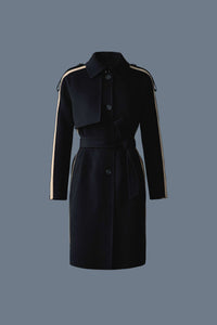 Black Ladies Belted Light Wool Coat
