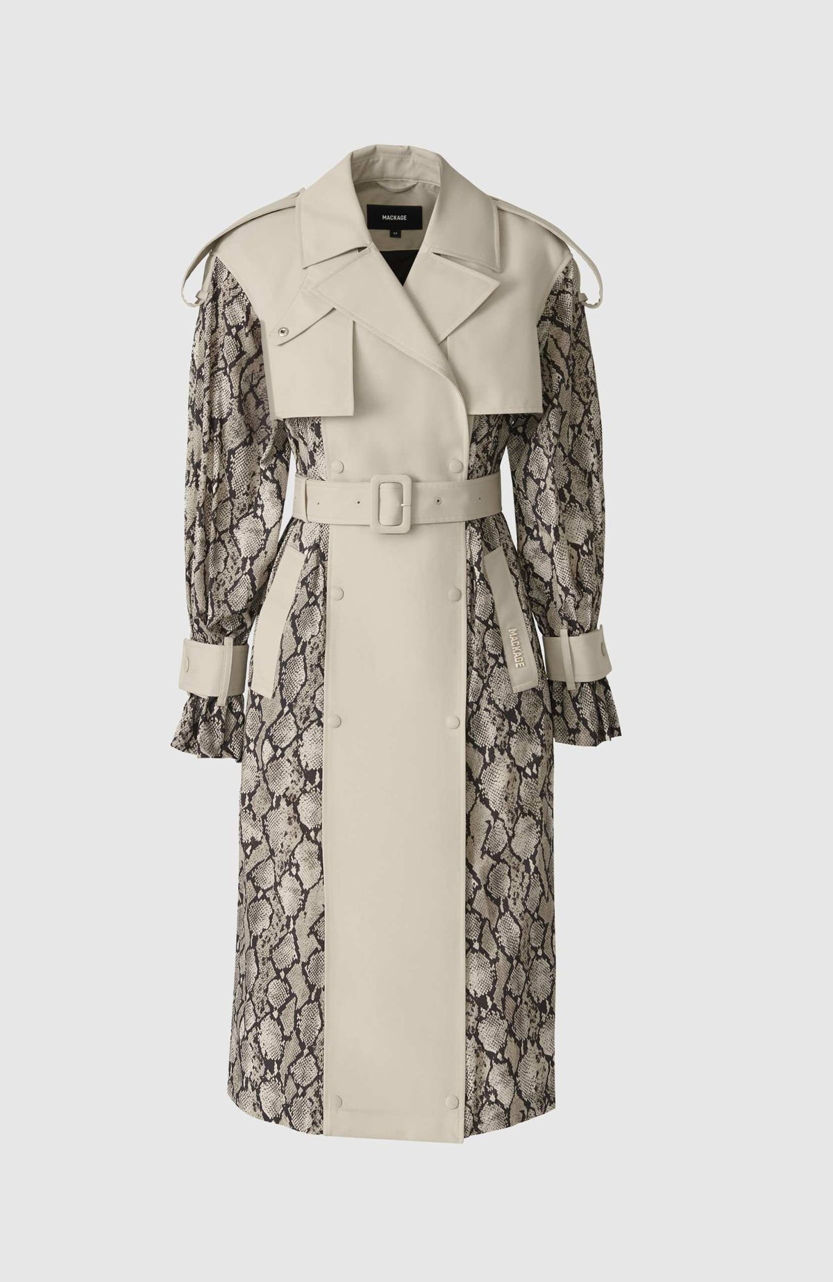 Taupe Snake Ladies Trench Coat