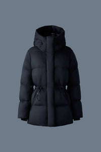 Black Ladies Hooded Light Down Jacket