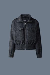 Black-White Ladies  Wool Jacket