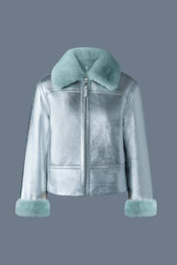 Silver-Mint Ladies Shearling Jacket