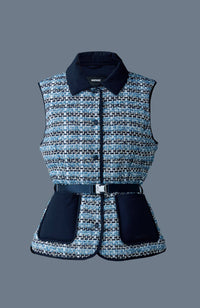 Sky Blue Multi Ladies light Down Vest