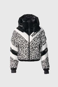 Black-White Ladies Hooded Down Jacket