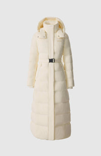 Cream Ladies Hooded Light Down Coat