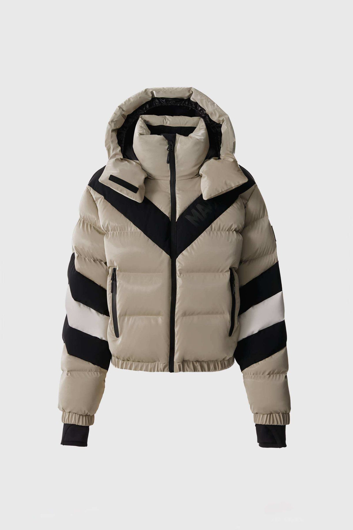 Taupe Ladies Hooded Down Jacket