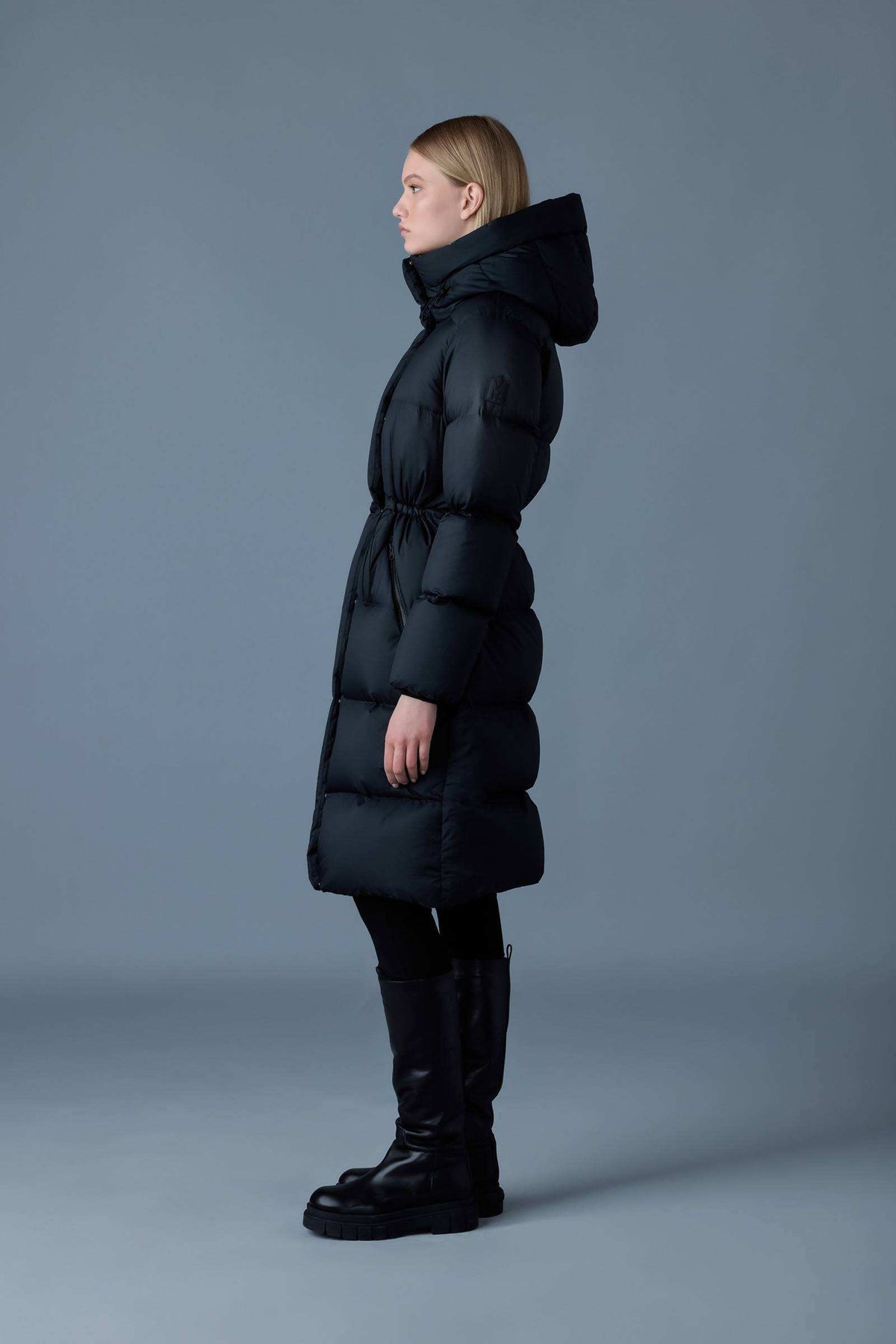 Black Ladies Hooded Down Coat