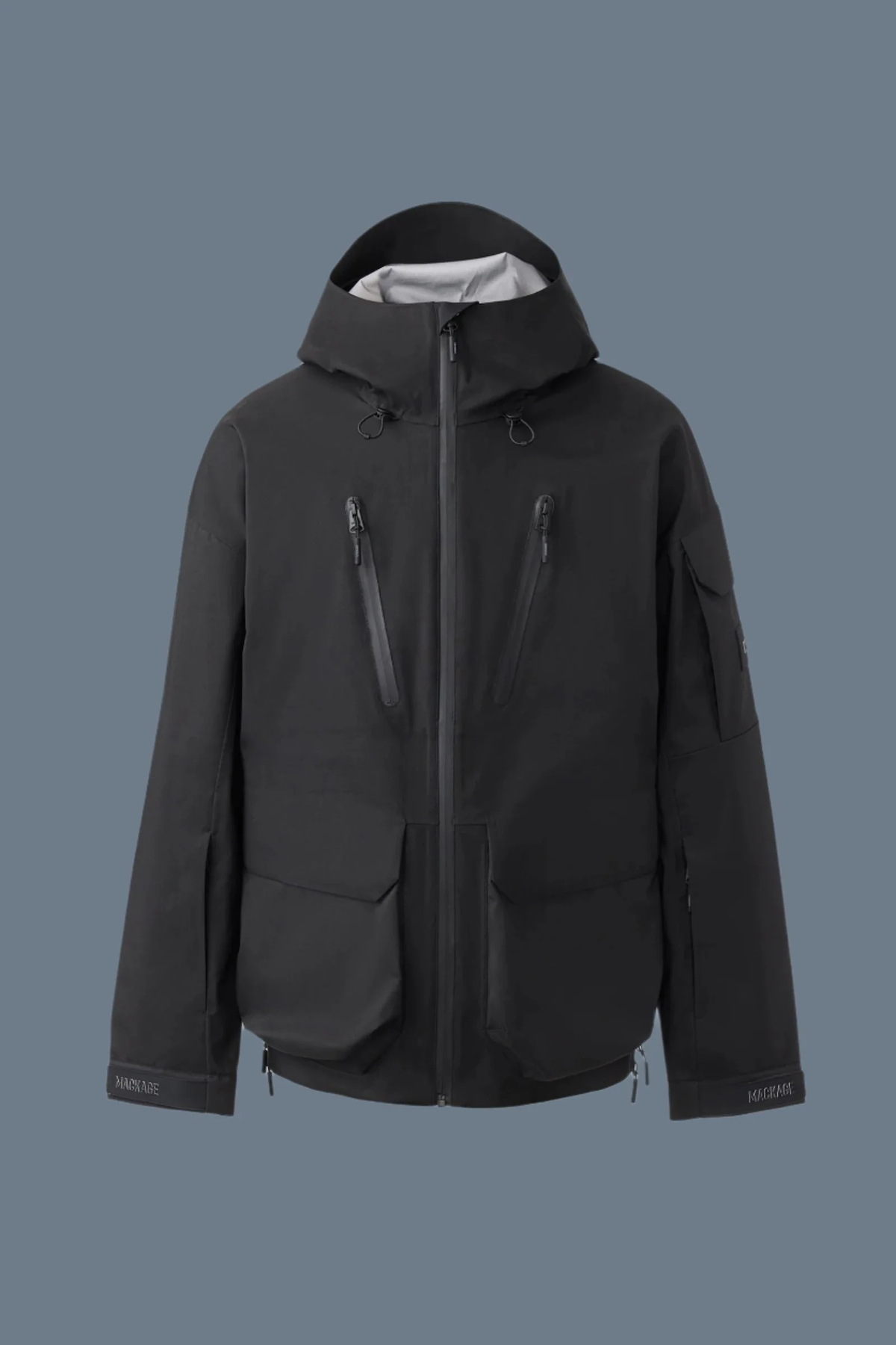 Black Men's Hooded Rainwear/ Rainproof Jacket