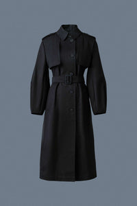 Black Ladies Belted Trench Jacket