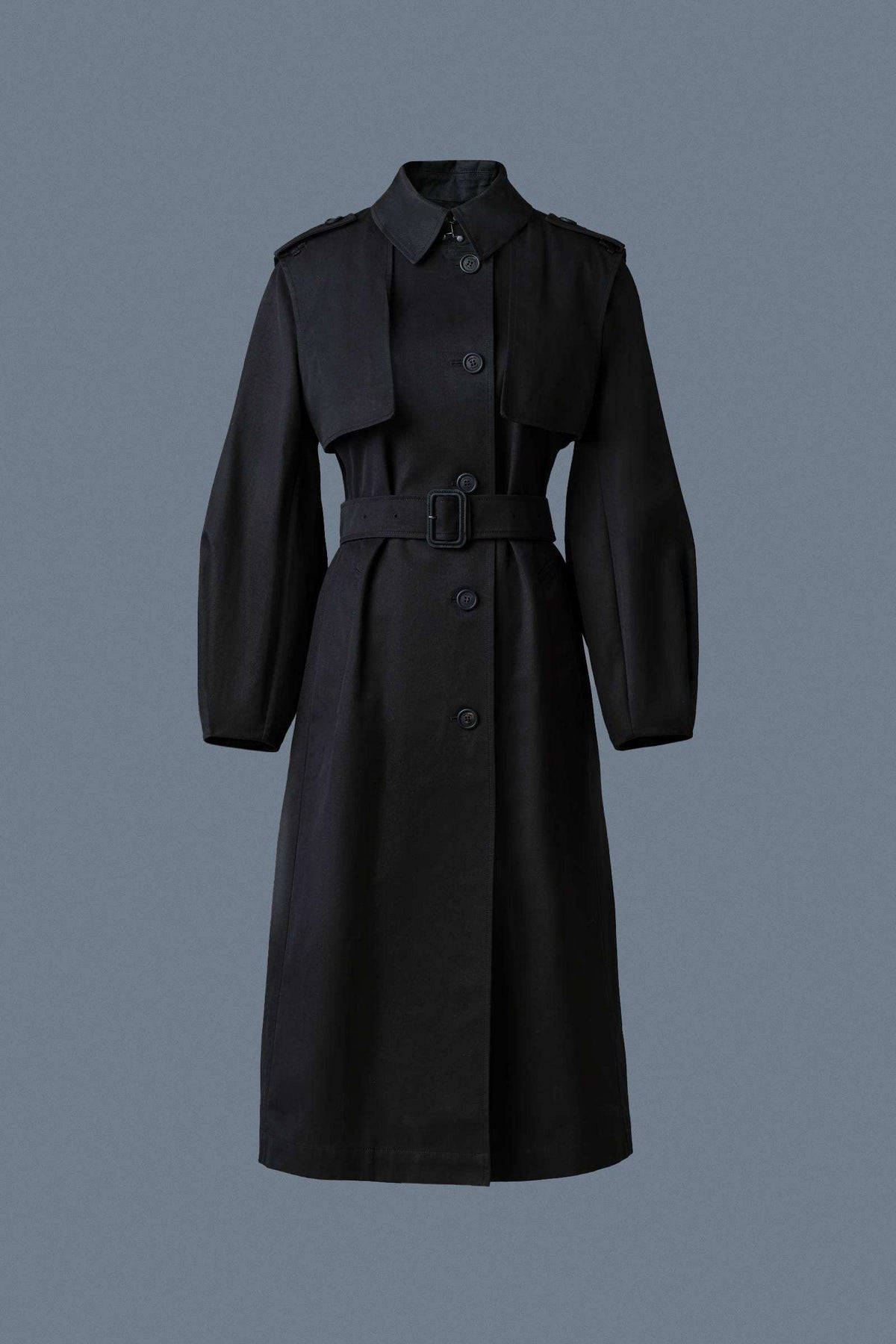 Black Ladies Belted Trench Jacket