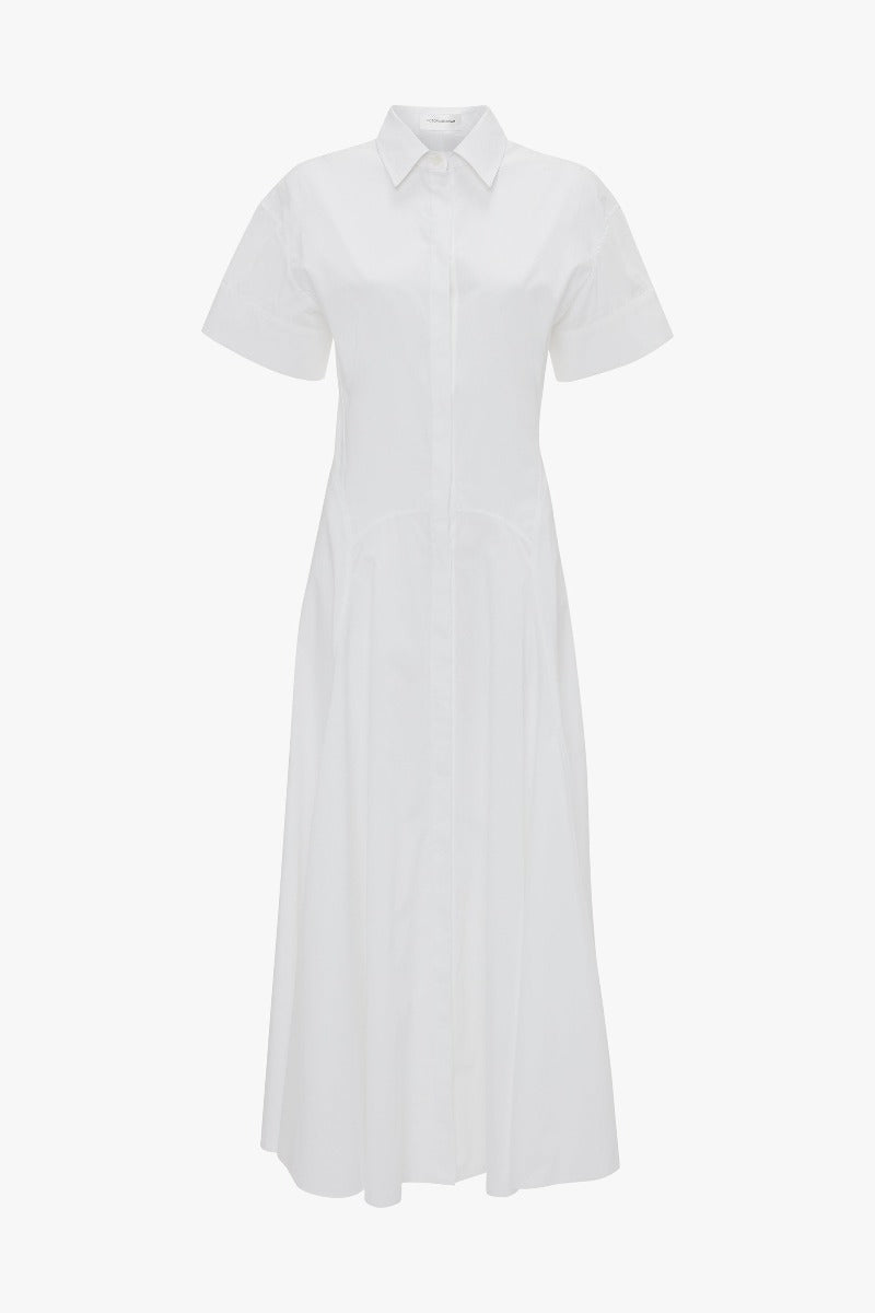 Panelled Shirt Dress - White