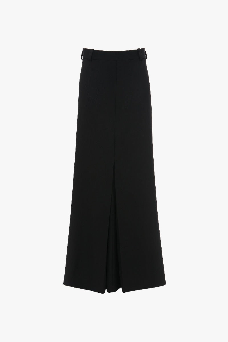 Floor Length Box Pleat Skirt - Black