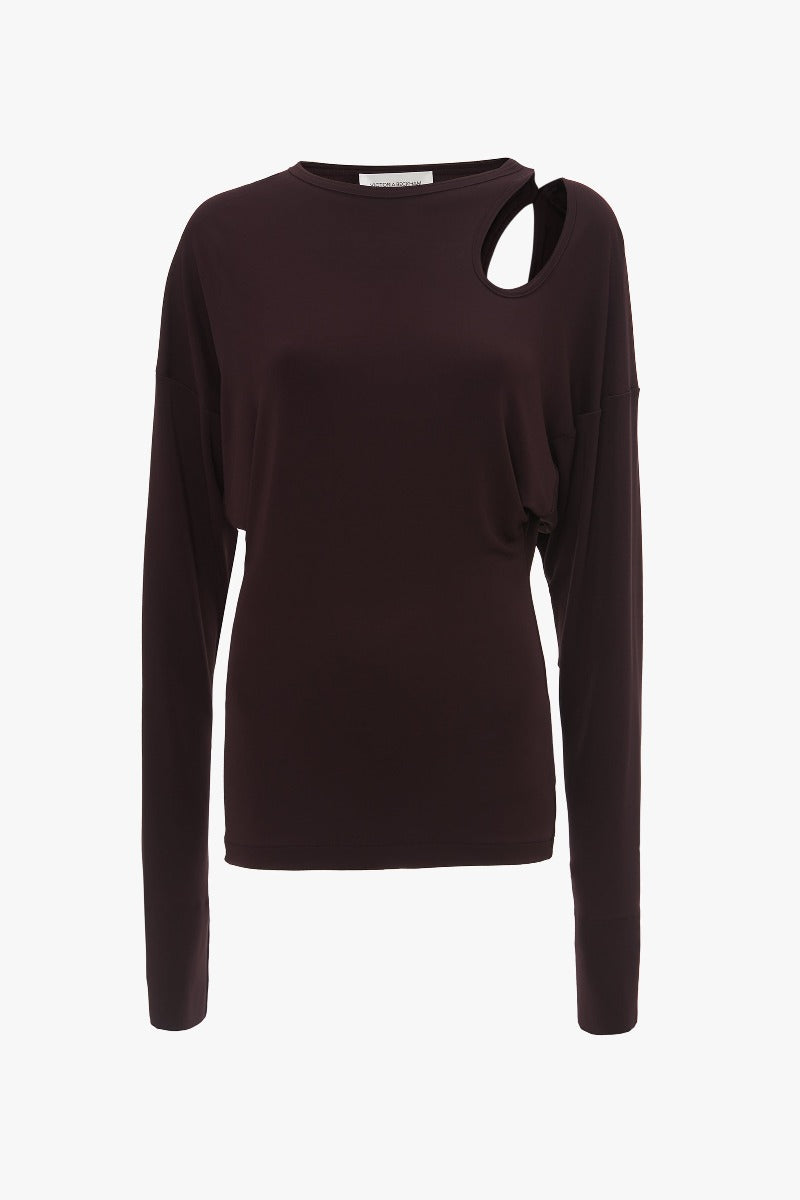 Twist Detail Jersey Top - Deep Mahogany