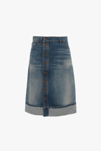 Placket Detail Denim Skirt - Heavy Vintage Indigo Wash