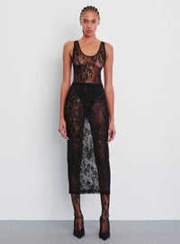 Evening Lace Tank Bodysuit - Black