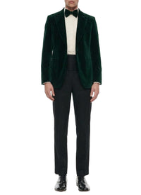 Veste de smoking croisée en velours - Vert Bouteille