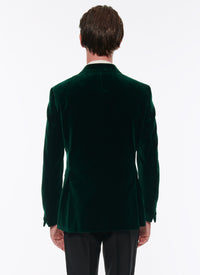 Veste de smoking croisée en velours - Vert Bouteille
