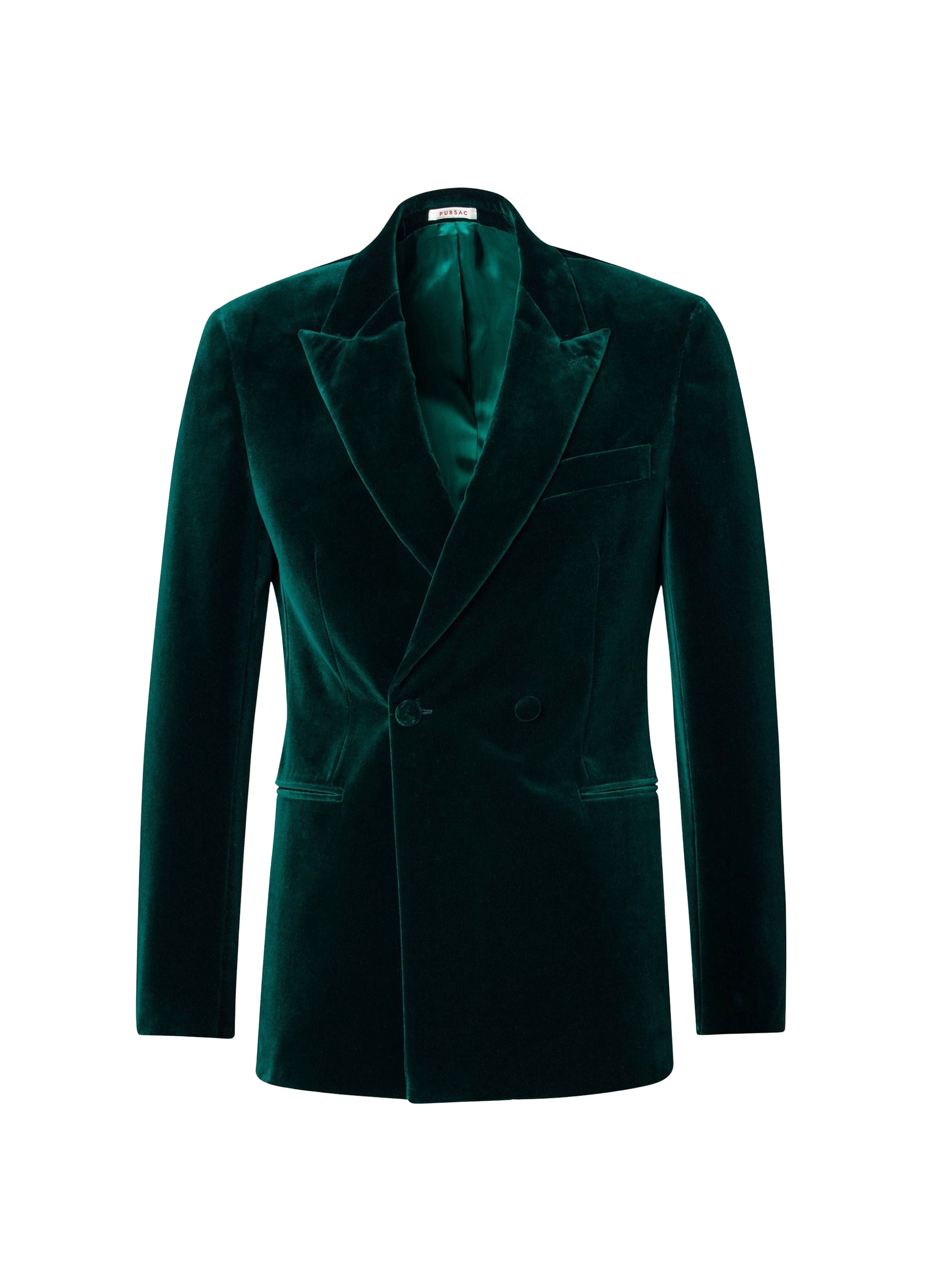 Veste de smoking croisée en velours - Vert Bouteille