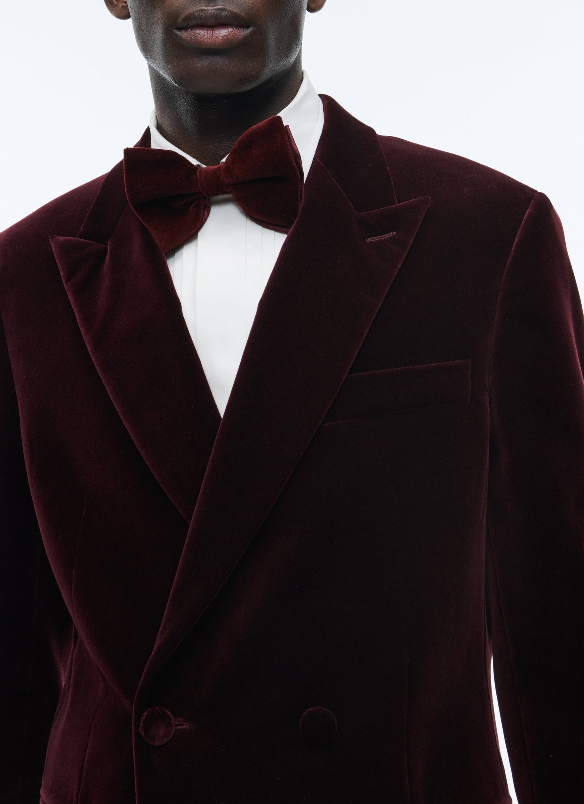 Double-breasted tuxedo jacket in velvet - Red