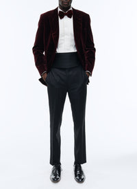 Double-breasted tuxedo jacket in velvet - Red