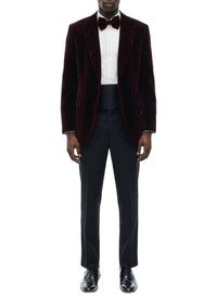 Veste de smoking croisée en velours - Rubis