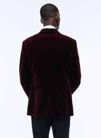 Double-breasted tuxedo jacket in velvet - Red
