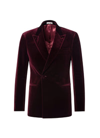 Double-breasted tuxedo jacket in velvet - Red