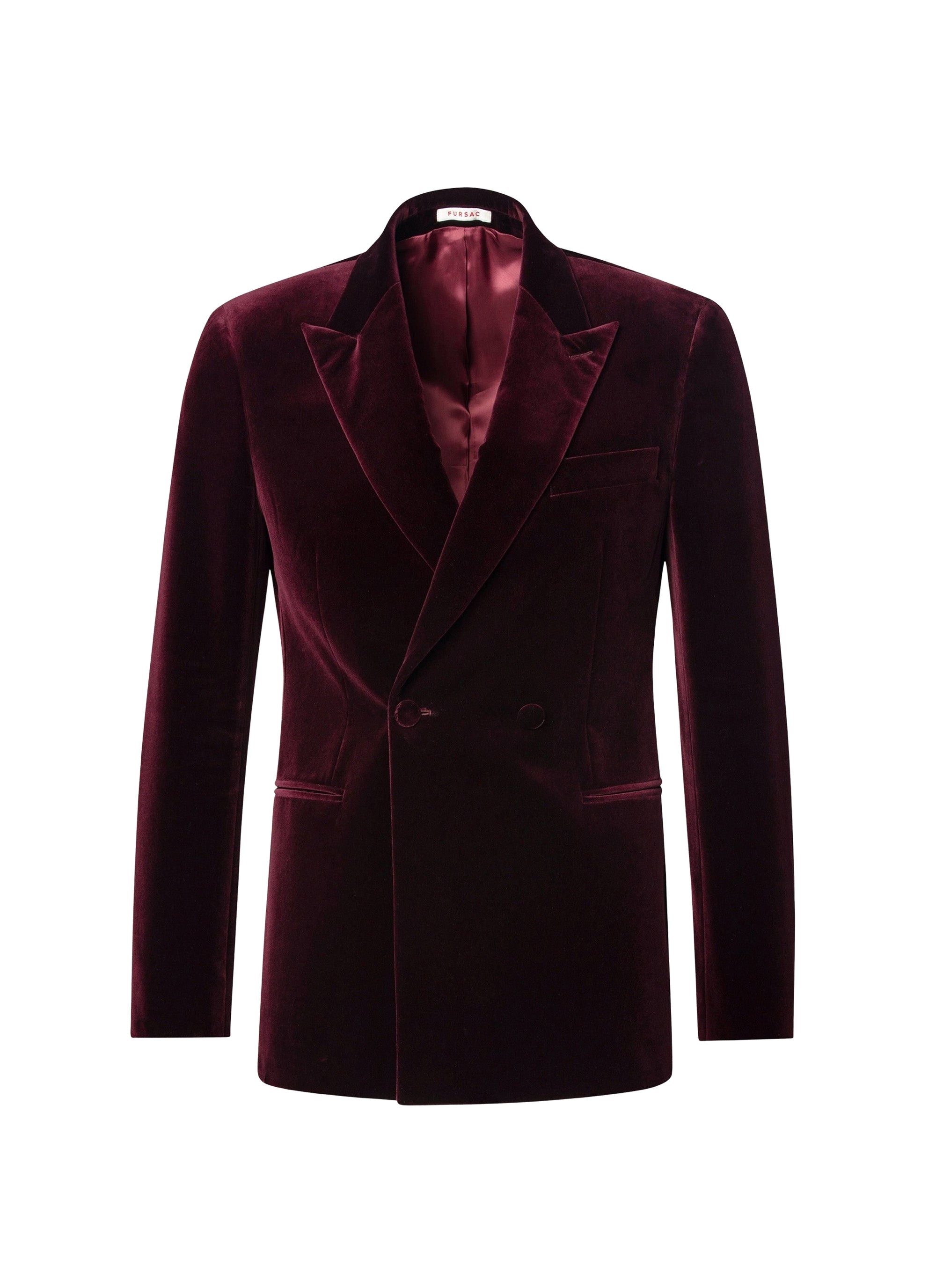 Double-breasted tuxedo jacket in velvet - Red