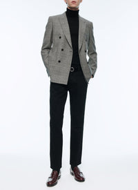 Prince of Wales wool double-breasted jacket - Grey