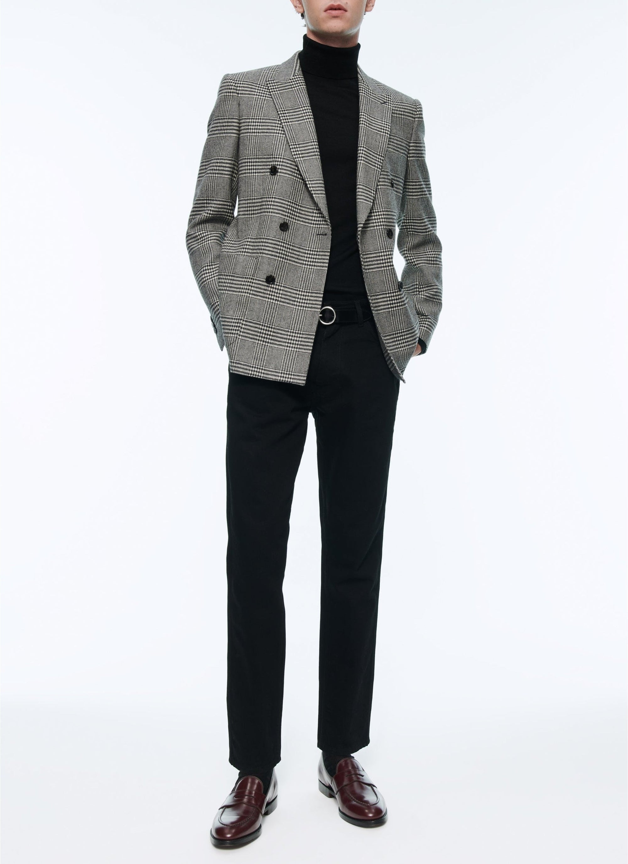 Prince of Wales wool double-breasted jacket - Grey