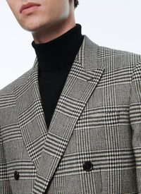 Prince of Wales wool double-breasted jacket - Grey