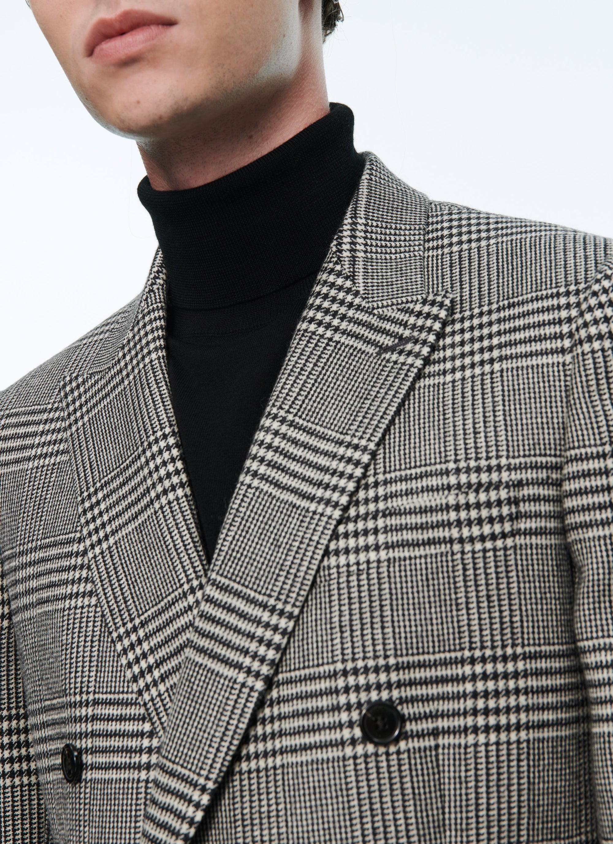 Prince of Wales wool double-breasted jacket - Grey