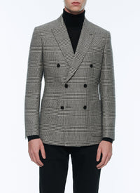 Prince of Wales wool double-breasted jacket - Grey