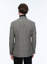 Prince of Wales wool double-breasted jacket - Grey
