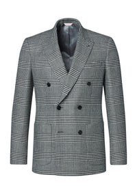Prince of Wales wool double-breasted jacket - Grey