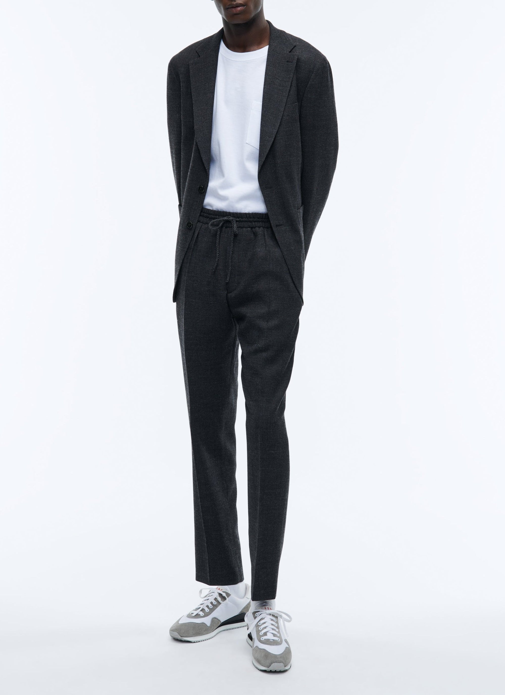 Veste en natté de laine - Gris anthracite