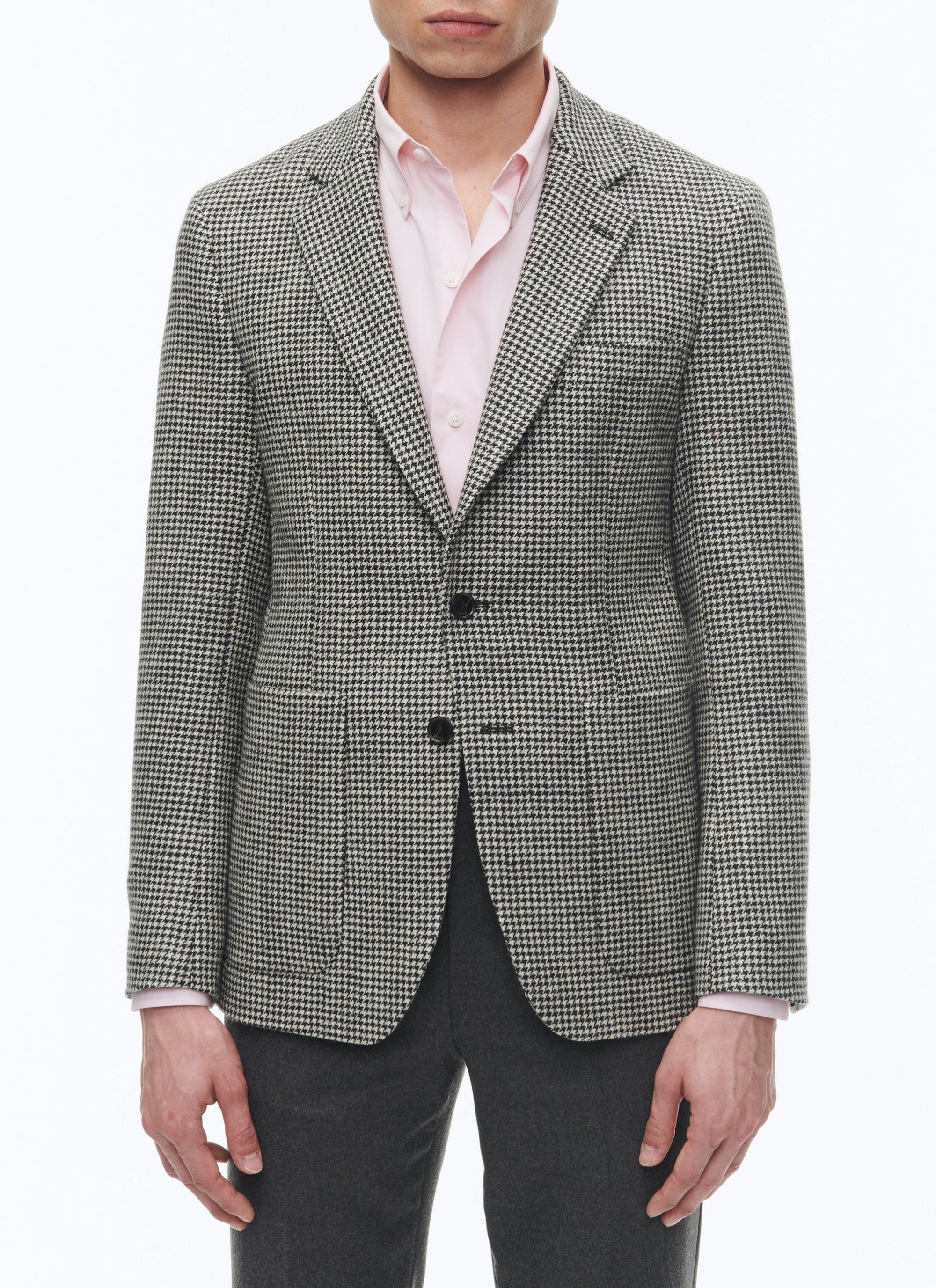 Straight buttoned suit jacket in wool - Black & White