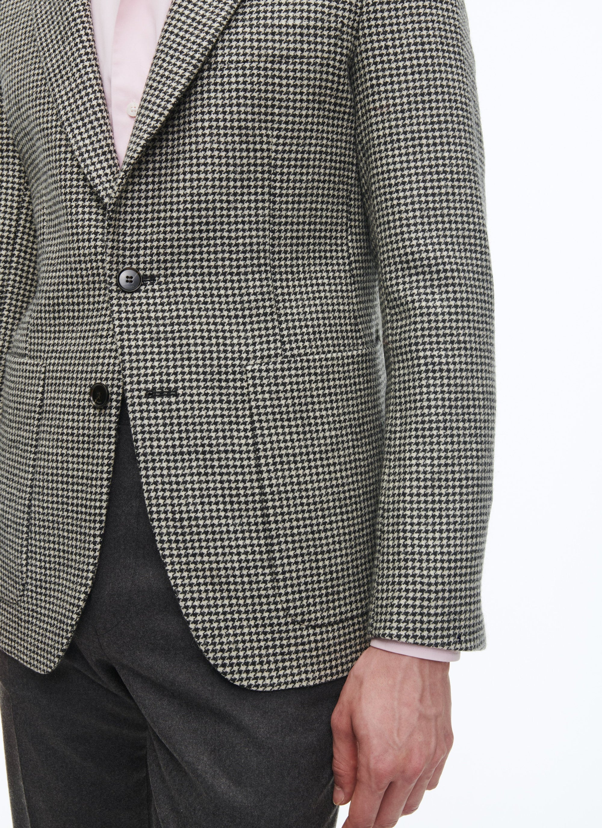 Straight buttoned suit jacket in wool - Black & White