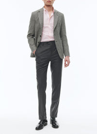 Straight buttoned suit jacket in wool - Black & White