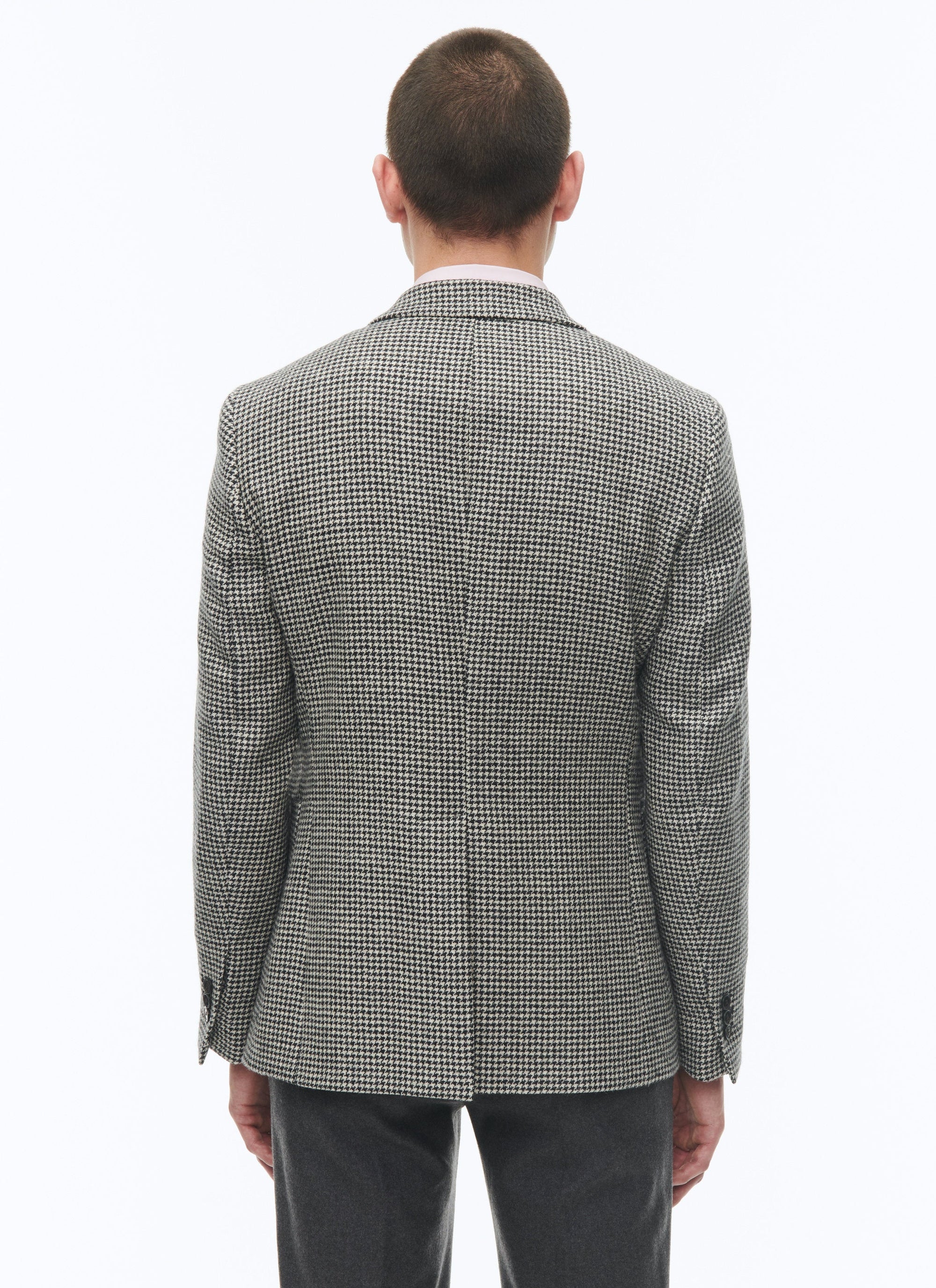 Straight buttoned suit jacket in wool - Black & White