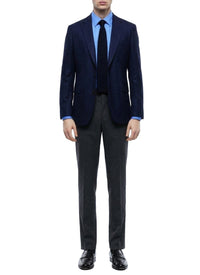 Blazer ajustée en natté de laine - Carbone